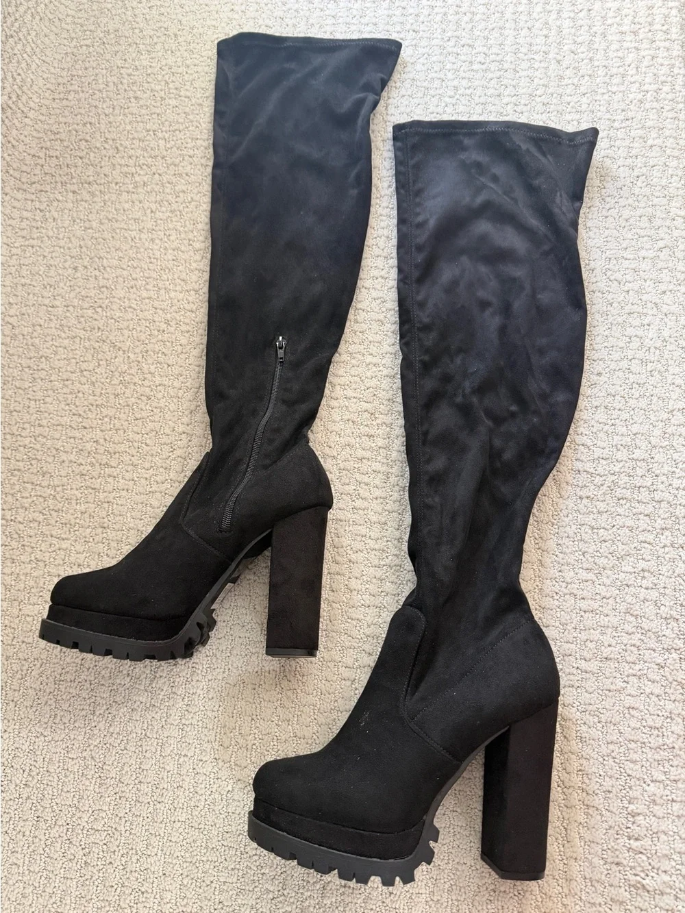 Charlotte Russe Black Over-the-Knee faux Suede Boots Sz 8